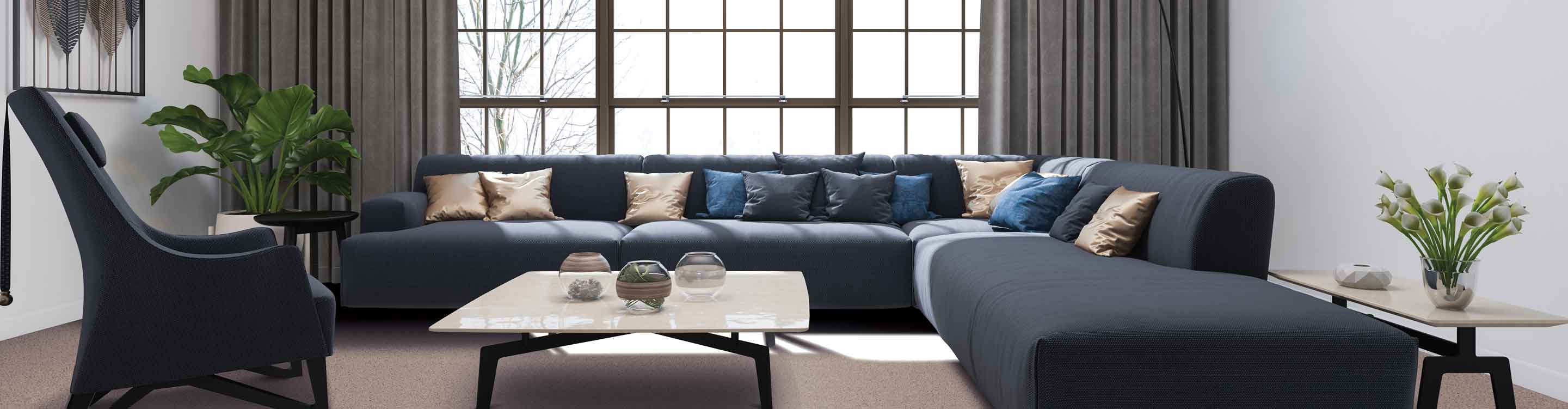 grey curtain in a Pennsylvania living room