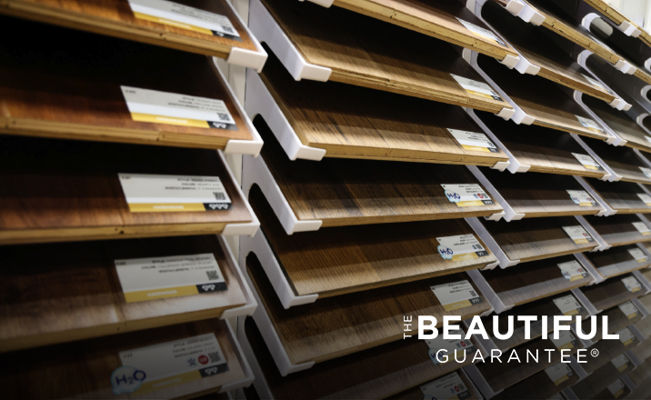 flooring samples on a rack