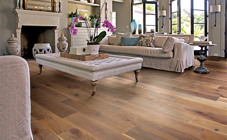farmhouse hardwood flooring in living room